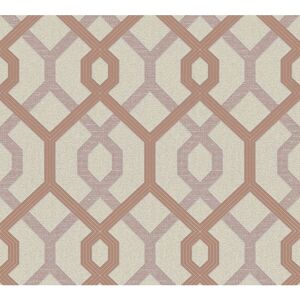 A.S. CREATIONS A.s.creations - Cream Rose Gold Geometric Silver Glitter Metallic Vinyl Wallpaper Embossed