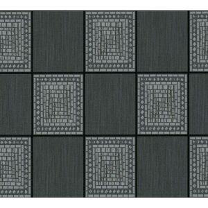 A.S. CREATIONS Mosaic Tiles Wallpaper Black Grey Silver Metallic Glitter Shimmer a.s Creation