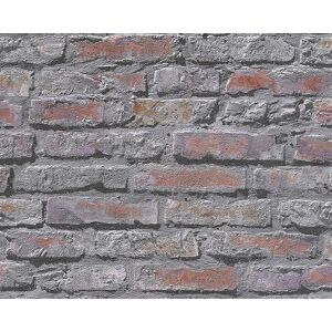 A.S. CREATIONS A.s.creations - 3D Effect Stone Brick Wall Wallpaper Red Grey Industrial Distressed Textured