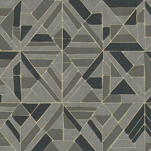 A.S. CREATIONS A.s Creation Retro Black Grey Tiles Metallic Gold Wallpaper Textured Vinyl