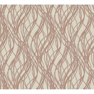 A.S. CREATIONS Rose Gold Ribbon Stripe Wave Pattern Glitter Metallic Vinyl Wallpaper Embossed