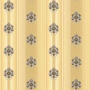 Baroque wallcovering wall Profhome 330841 non-woven wallpaper slightly textured baroque style matt gold black 5.33 m2 (57 ft2) - gold