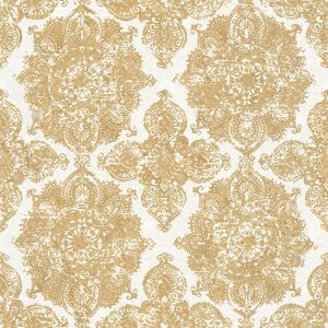 Baroque wallcovering wall Profhome 370902 non-woven wallpaper slightly textured baroque style shiny gold white 5.33 m2 (57 ft2) - gold