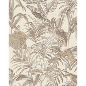 Birds wallpaper wall Profhome DE120012-DI hot embossed non-woven wallpaper embossed with exotic design shiny ivory cream bronze 5.33 m2 (57 ft2)