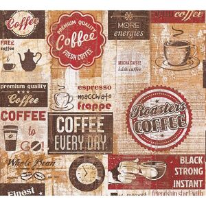 A.S. CREATIONS Bistro Coffee Shop Diner Wallpaper Kitchen Vintage Red Brown Beige Embossed