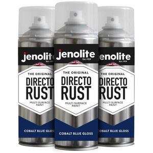 Jenolite - Cobalt Blue - 3 x 400ml Aerosol Directorust Gloss - Cobalt Blue - Multi Surface Spray Paint - For Use On Wood, Metal, Plastic, Ceramic &