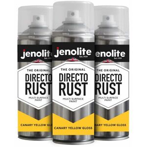 Canary Yellow - 3 x 400ml Aerosol - JENOLITE Directorust Gloss - Canary Yellow - Multi Surface Spray Paint - For Use On Wood, Metal, Plastic, Ceramic