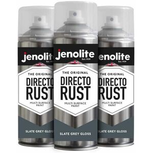 Slate Grey - 3 x 400ml - JENOLITE Directorust Gloss - Slate Grey - Multi Surface Spray Paint - For Use On Wood, Metal, Plastic, Ceramic & Rusted