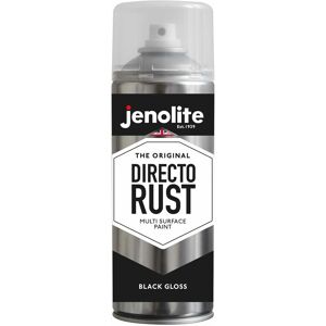 Jenolite - Black - 1 x 400ml Aerosol Directorust Gloss - Black - Multi Surface Spray Paint - For Use On Wood, Metal, Plastic, Ceramic & Rusted