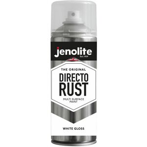 White - 1 x 400ml Aerosol Jenolite Directorust Gloss - White - Multi Surface Spray Paint - For Use On Wood, Metal, Plastic, Ceramic & Rusted Surfaces