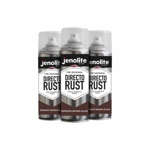 Jenolite - Espresso Brown - 3 x 400ml Aerosol Directorust Gloss - Espresso Brown - Multi Surface Spray Paint - For Use On Wood, Metal, Plastic,