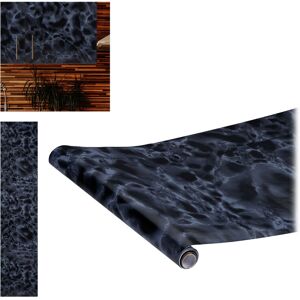 Set of 2 Relaxdays Contact Papers, Decorative Surface Sticker Roll, Self-Adhesive Paper, pvc, 45x200 cm, Black Marble