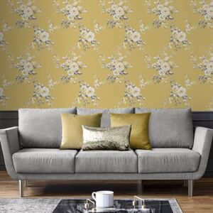 Home Canterbury Floral Wallpaper, Ochre - Catherine Lansfield