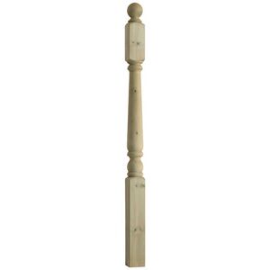 CHESHIRE MOULDINGS Colonial Turned Pine Newel Post with Ball Cap - 83 x 83 x 1250mm (1 Pack)