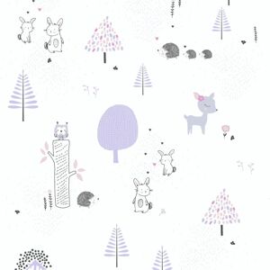 Children wallpaper wall Profhome 381171 non-woven wallpaper slightly textured with pattern for kids matt purple white grey black 5.33 m2 (57 ft2)