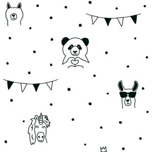 Children wallpaper wall Profhome 381382 non-woven wallpaper slightly textured with pattern for kids matt black white 5.33 m2 (57 ft2) - black