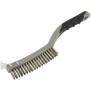 LOOPS Composite Wire Brush with Stainless Steel Fill - Steel Scraper Blade - Soft Grip