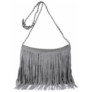 NEIGE Convenient Leather Fringe Shoulder Bag for Women (Gray) 1 Pcs