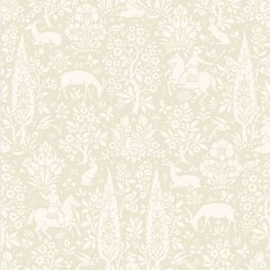 Crown Wallcoverings - Animal Print Wallpaper Woodland Rabbits Dears Flowers Floral Birds Natural Cream