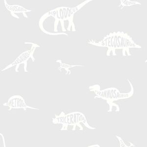 Dinosaur Dictionary Wallpaper Holden Kids Grey White Children Nursery