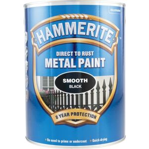 Direct to Rust Smooth Black Metal Paint - 5LTR - Black - Hammerite