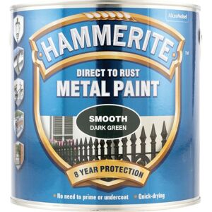 Hammerite Direct to Rust Smooth Dark Green Metal Paint - 2.5LTR - Green