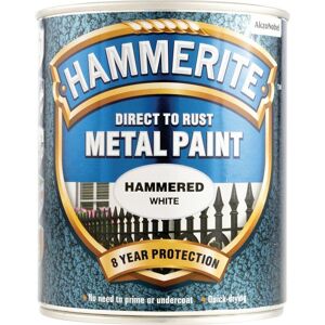 Hammerite Direct to Rust Hammered White Metal Paint - 750ML - White