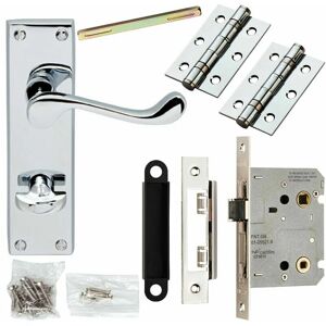 Loops - Door Handle & Bathroom Lock Pack Chrome Victorian Scroll Thumb Turn Backplate