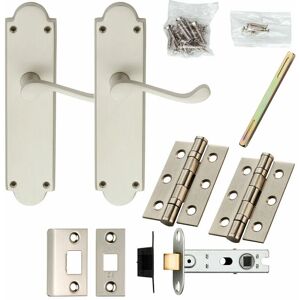 Loops - Door Handle & Latch Pack Satin Chrome Victorian Scroll Lever Ornate Backplate
