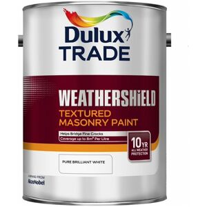 Dulux Trade - Weathershield Textured Masonry Paint - Pure Brilliant White - 5L - Pure Brilliant White