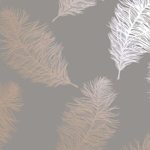 BERKFIELD HOME Dutch wallcoverings Wallpaper Fawning Feather Grey and Rose Gold