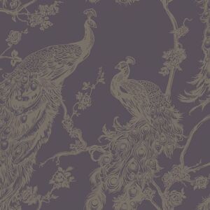 BERKFIELD HOME Dutch wallcoverings Wallpaper Peacock Purple and Silver