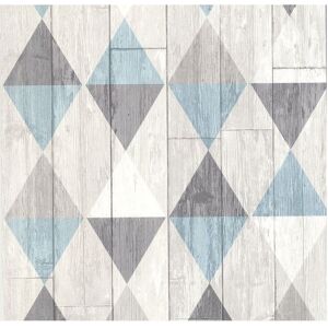 ERISMANN Blue Grey Wood Effect Wallpaper Geometric Triangles Paste The Wall Vinyl p+s