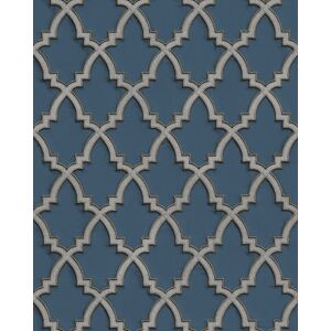 Profhome - Ethnic style wallpaper wall DE120027-DI hot embossed non-woven wallpaper embossed with ornaments and metallic highlights blue blue grey