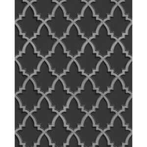 Profhome - Ethnic style wallpaper wall DE120028-DI hot embossed non-woven wallpaper embossed with ornaments and metallic highlights anthracite silver