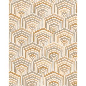 Profhome - Ethnic style wallpaper wall DE120042-DI hot embossed non-woven wallpaper embossed with geometric shapes shiny ivory gold beige 5.33 m2 (57