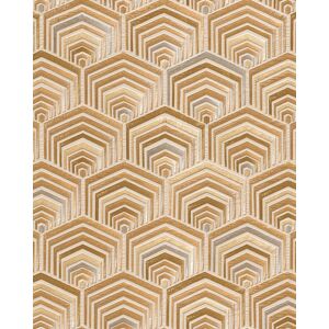 Ethnic style wallpaper wall Profhome DE120043-DI hot embossed non-woven wallpaper embossed with geometric shapes shiny cream gold bronze 5.33 m2 (57