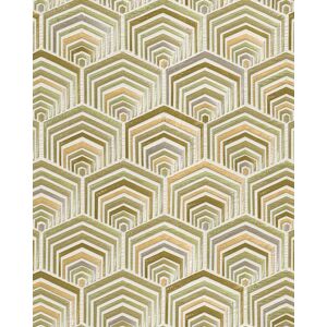 Profhome - Ethnic style wallpaper wall DE120046-DI hot embossed non-woven wallpaper embossed with geometric shapes shiny green gold cream 5.33 m2 (57