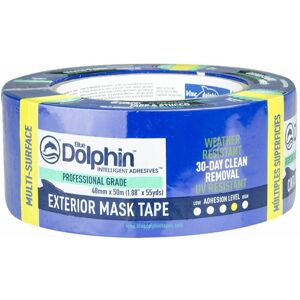 Blue Dolphin - Exterior Masking Tape Clean Peel uv Resistant Long Last 30 Days Removal 48mmx50m - Blue