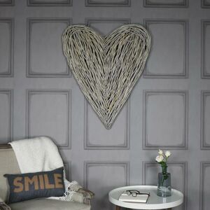 Melody Maison - Extra Large Rustic Wicker Wall Mountable Heart - Brown