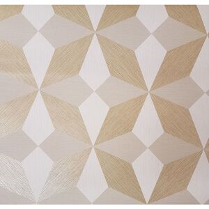 FINE DECOR Linear Diamond Geometric Wallpaper Metallic Gold Beige Retro Paste Wall Vinyl