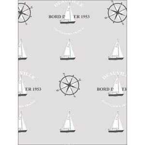 Galerie Nautical Wallpaper Yachts Compass Typography Grey Black White Paste The Wall