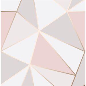 Geometric Wallpaper 3D Apex Triangle Modern Metallic Rose Gold Fine Decor