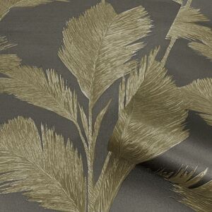 BELGRAVIA DECOR Gold Alessia Leaf Wallpaper Grey Textured Embossed Metallic Vinyl