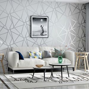 LIVINGANDHOME Silver Grey Peel and Stick Adhesive Vinyl Removable Wallpaper 10x0.53M