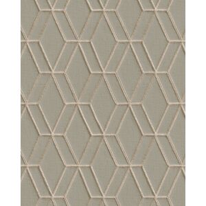 Profhome - Graphic wallpaper wall DE120064-DI hot embossed non-woven wallpaper embossed with rhomboid pattern shiny grey silver 5.33 m2 (57 ft2)