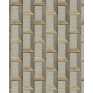 Graphic wallpaper wall Profhome DE120073-DI hot embossed non-woven wallpaper embossed with graphical pattern and metallic highlights beige gold olive