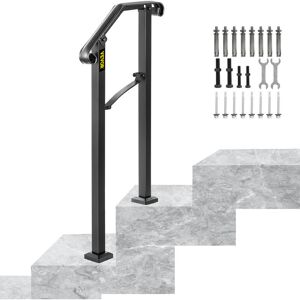 Adjustable Handrail Fits Matte Black Stair Rail Wrought Iron Handrail with Installation Kit Hand Rails for Outdoor Steps - Vevor