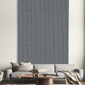 Kraus - Acoustic Slat Wall Panel 3D Wood - Concrete Grey - 2400x573mm - Set of 3 - Grey