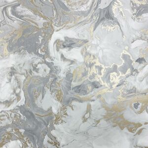 MURIVA Elixir Marble Grey & Gold Bedroom Wallpaper Living Room Wallpaper Wall Paper Rolls - Grey & Gold